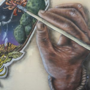 Giant hand mural in Ajo, Arizona.