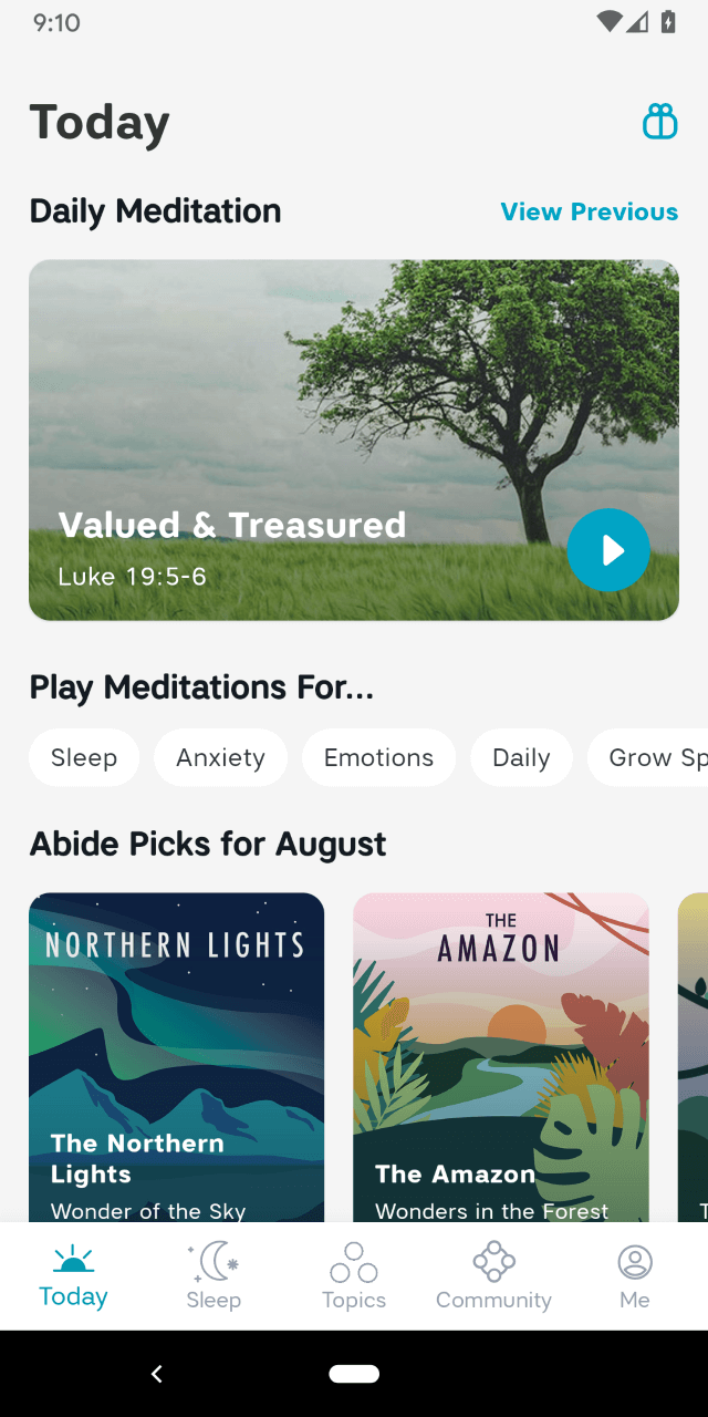 screenshot of Abide app