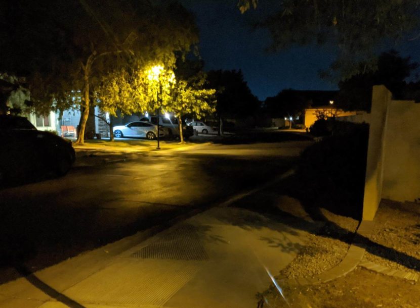 quiet residential neighborhood at night