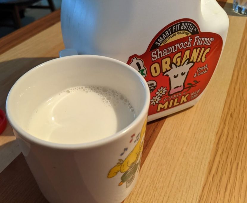 a gallon of and a cup of milk