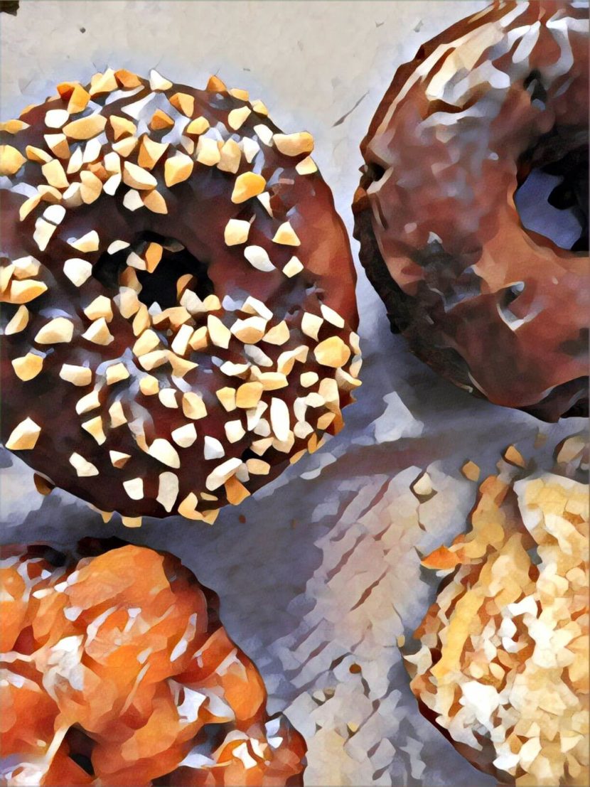 closeup of a box of donuts